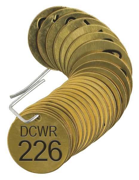 Number Tag, Brass, DCWR 226-250, PK25