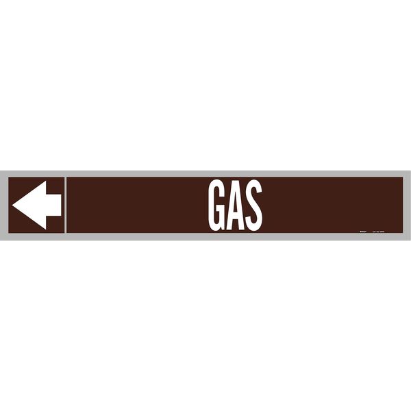 Pipe Marker, Gas, Wht Leg., 1inHx8inW, Brown