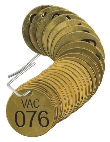 Number Tag, Brass, Series VAC 076-100, PK25