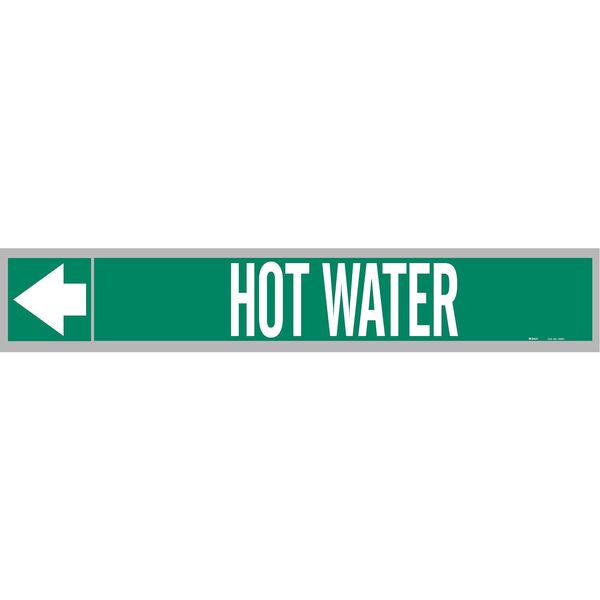 Pipe Marker, Hot Water, Wht Leg., 1inHx8inW