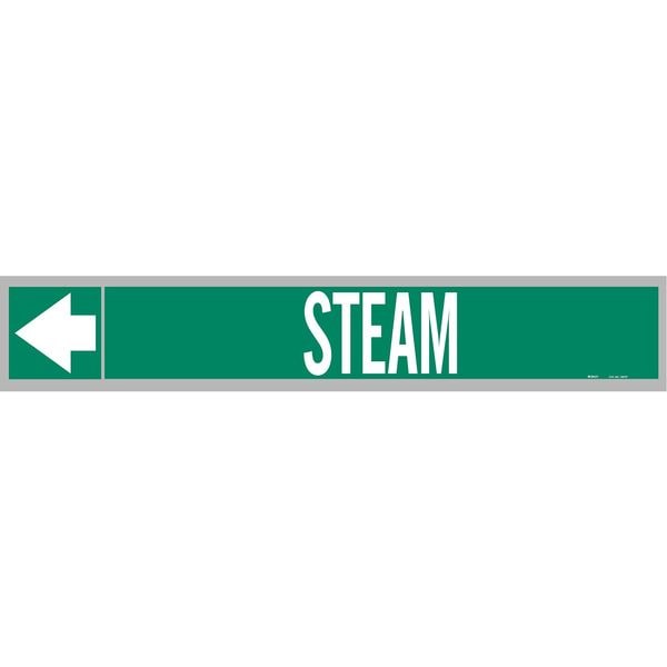 Pipe Marker, Steam, Wht Leg., 1in.Hx8in.W