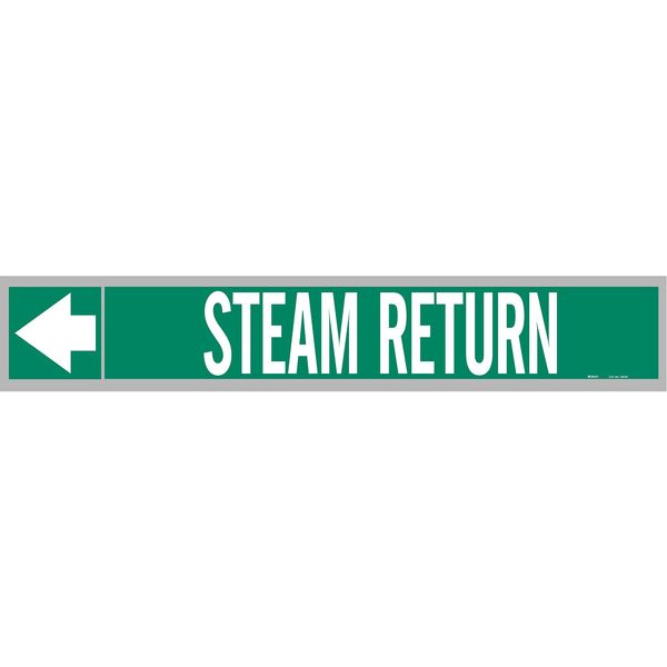 Pipe Marker, Steam Return, Wht Leg., 2in.H