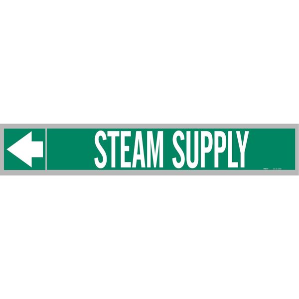 Pipe Marker, Steam Supply, Wht Leg., 1in.H