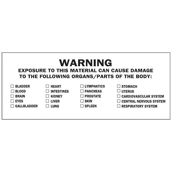 Label, Vinyl, 1-1/2inHx4inW, 50 Labels, PK50