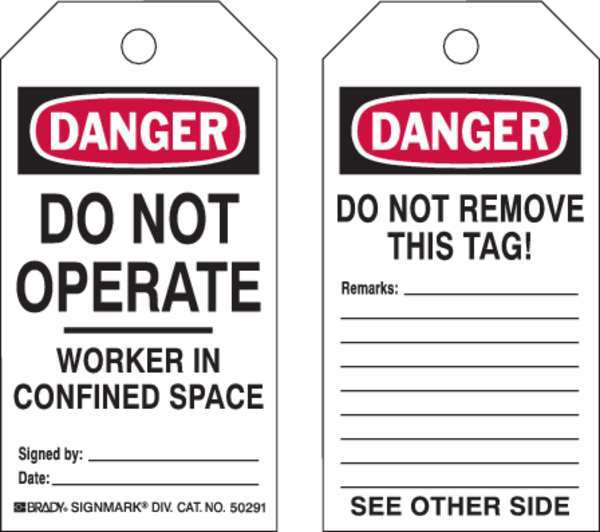 Danger Tag, Not Oper, Hvy-Duty Poly, PK25