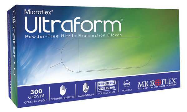 Microflex Disposable Nitrile Gloves, Exam Grade, Ergoform Technology, Powder-Free, XL, 250 Pack