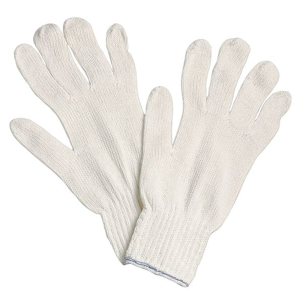 Knit Glove, Large, White, Cotton/Poly, PR