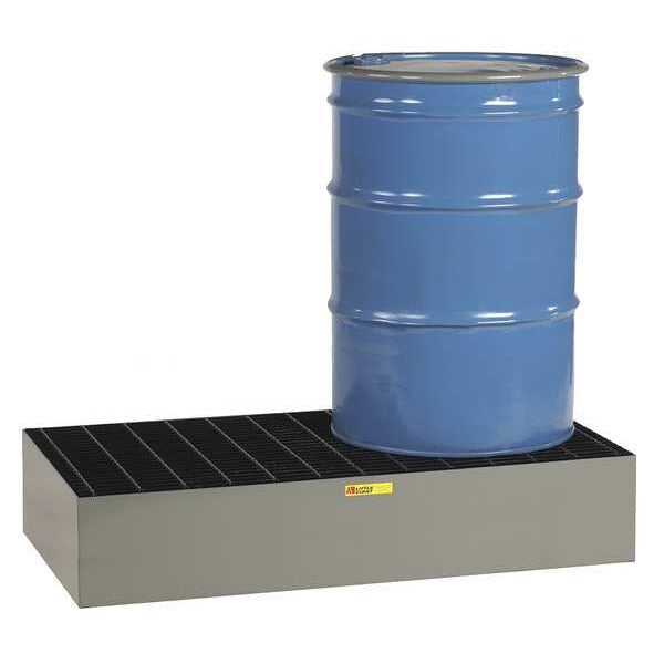 Drum Spill Containment Platform, 66 gal Spill Capacity, 2 Drum, 3,000 lb, Heavy Gauge Steel
