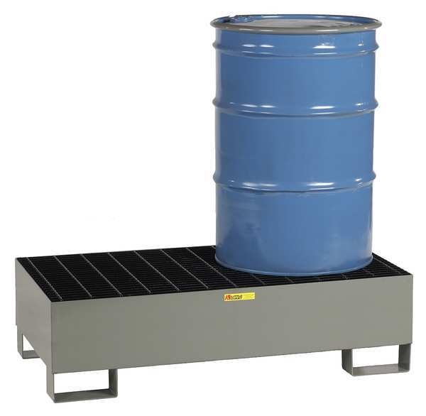 Forkliftable Drum Spill Containment Platform, 66 gal Spill Capacity, 2 Drum, 2,000 lb