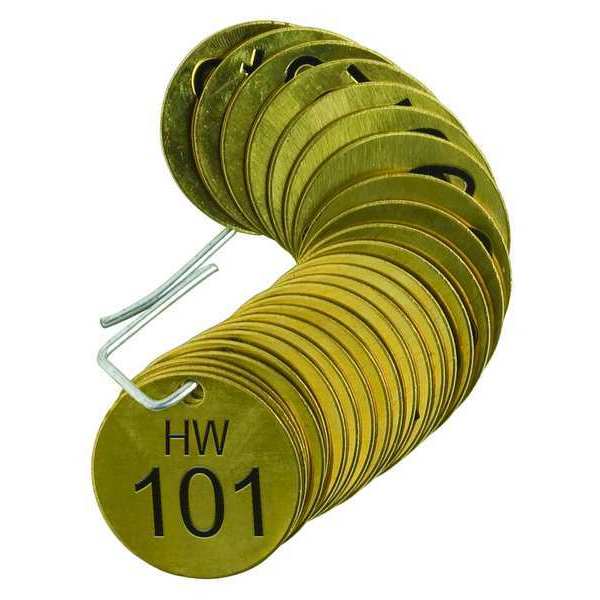 Number Tag, Brass, Series HW 101-125, PK25
