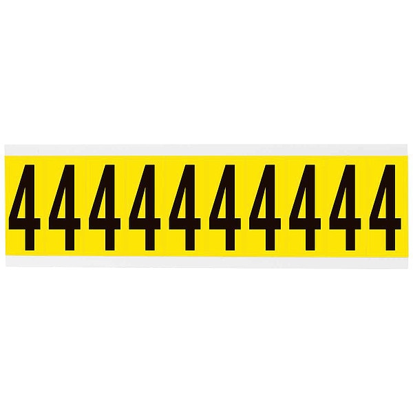 Number Label, 4, Blk On Yllw, 2-1/4inH
