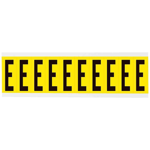 Letter Label, E, Blk On Yllw, 2-1/4inH