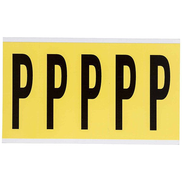 Letter Label, P, Blk On Yllw, 5inHx1-3/4inW