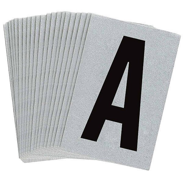 Letter Label, A, Blk On Slvr, 1-1/2inH, PK25