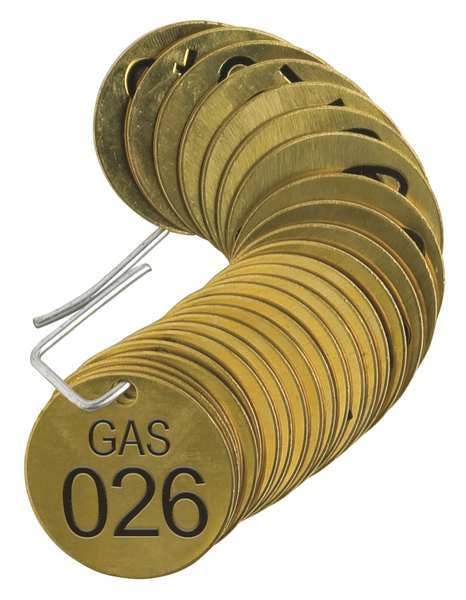 Number Tag, Brass, Series GAS 026-050, PK25