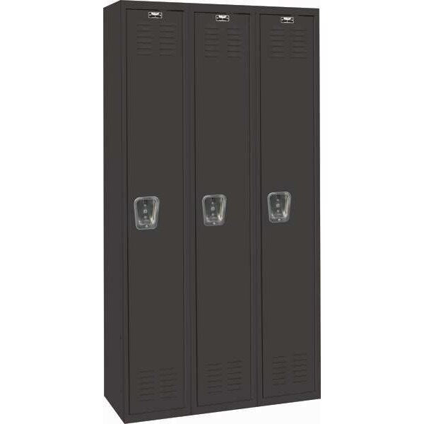 Wardrobe Locker, 36 in W, 18 in D, 72 in H, (1) Tier, (3) Wide, Black