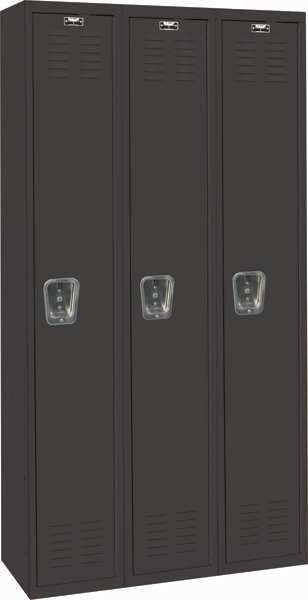 Wardrobe Locker, 36 in W, 18 in D, 72 in H, (1) Tier, (3) Wide, Black