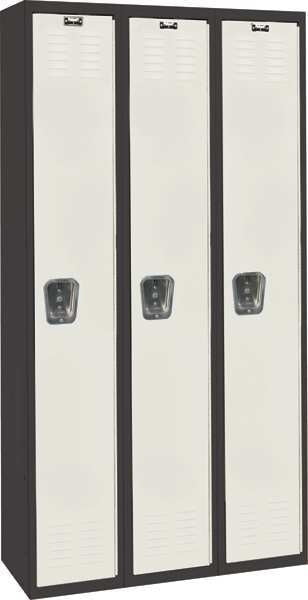 Wardrobe Locker, 36 in W, 18 in D, 72 in H, (1) Tier, (3) Wide, Light Gray/Black