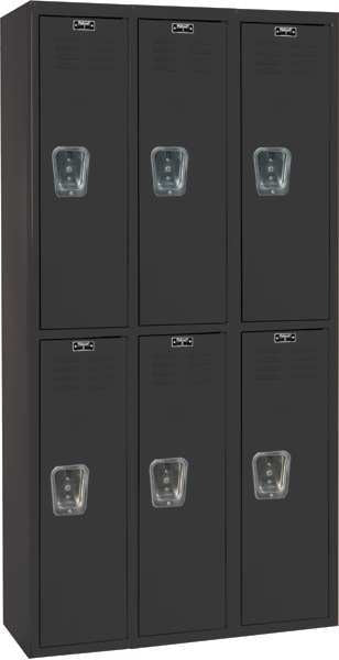 Wardrobe Locker, 36 in W, 18 in D, 72 in H, (2) Tier, (3) Wide, Black