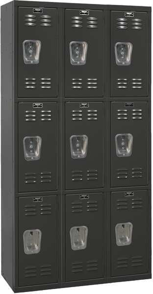 Wardrobe Locker, 36 in W, 18 in D, 72 in H, (3) Tier, (3) Wide, Black