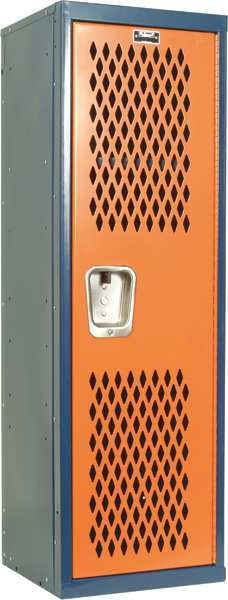 Wardrobe Locker, 15 in W, 15 in D, 48 in H, (1) Tier, (1) Wide, Orange/Navy Blue