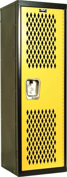 Wardrobe Locker, 15 in W, 15 in D, 48 in H, (1) Tier, (1) Wide, Yellow/Black