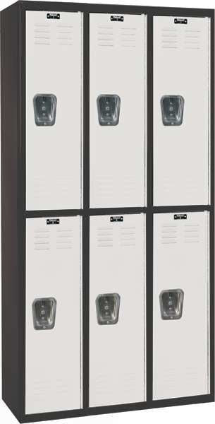 Wardrobe Locker, 36 in W, 18 in D, 72 in H, (2) Tier, (3) Wide, Light Gray/Black
