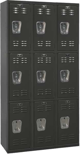 Wardrobe Locker, 36 in W, 18 in D, 72 in H, (3) Tier, (3) Wide, Black