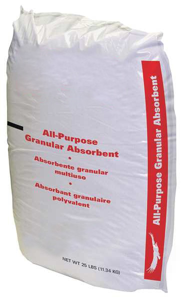 Loose Absorbent, 2 Gallon Volume Absorbed per Package, 25 lb Weight Bag, Not Scented