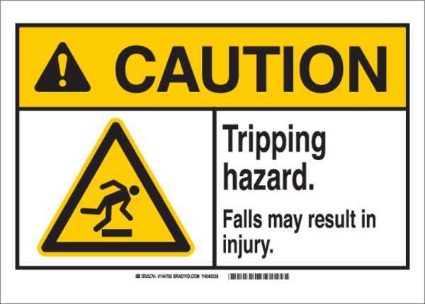 Caution Sign, 10 in H, 14 in W, Plastic, Rectangle, English, 144767