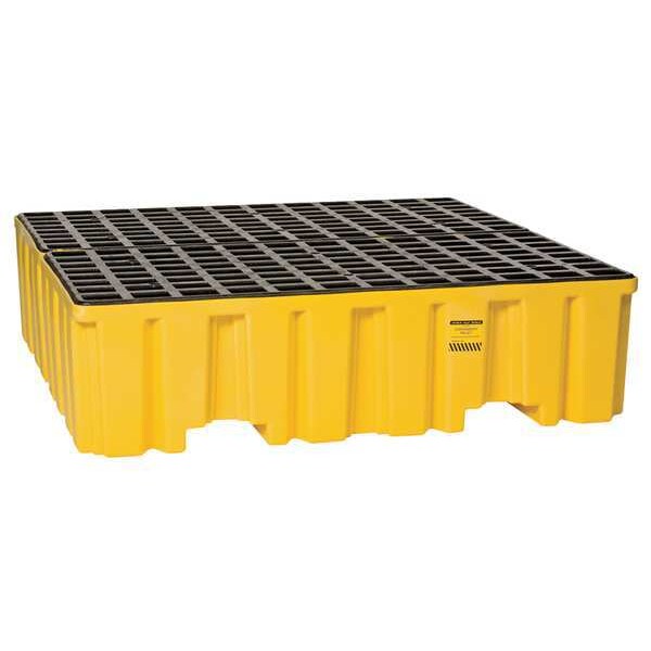 Drum Spill Containment Pallet, 132 gal Spill Capacity, 4 Drum, 8000 lb., Polyethylene
