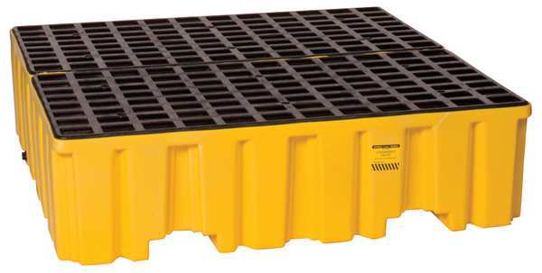 Drum Spill Containment Pallet, 132 gal Spill Capacity, 4 Drum, 8000 lb., Polyethylene