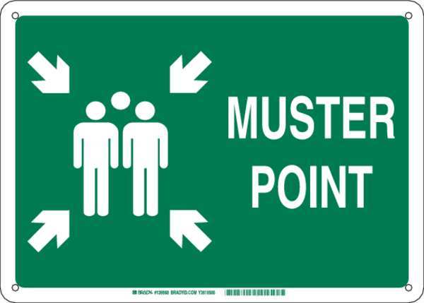 Emergency Sign, B-555 Alum, Muster Point