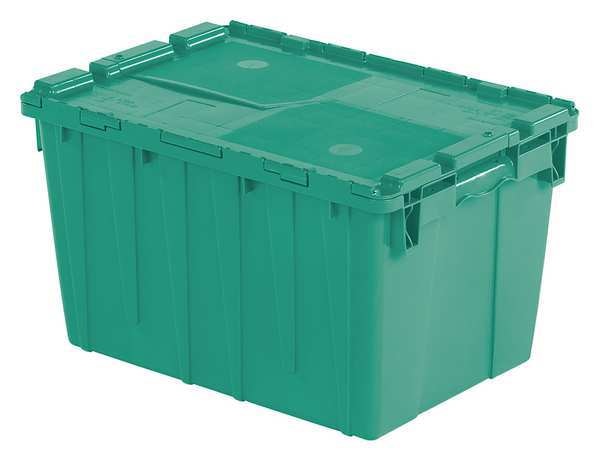 Green Attached Lid Container, Plastic