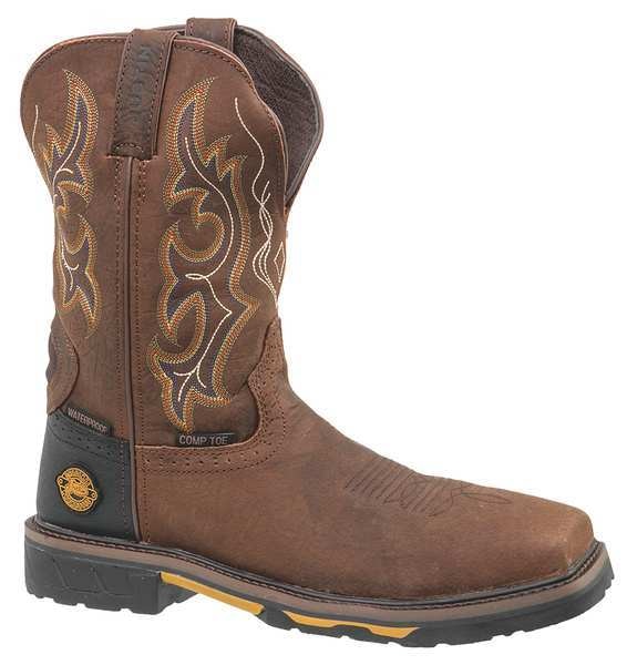 Work Boots, Brown, 9-1/2, EE, PR
