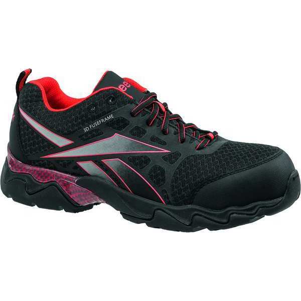 Athletic Work Shoes, Black/Red, 10W, PR