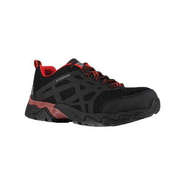 Athletic Work Shoes, Black/Red, 6-1/2W, PR