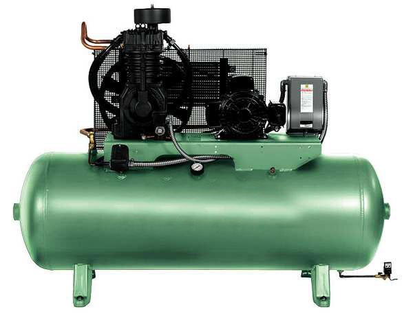 Elec. Air Compressor, 2 Stage, 5HP, 16.6CFM, Overall Length: 63 in