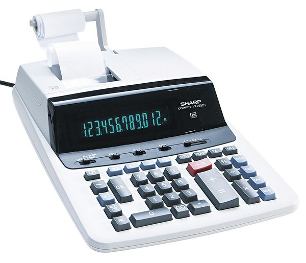 Desktop Calculator, Printing, 12 Digit, Width: 9 7/8 in