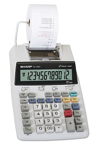 Desktop Calculator, Printing, LCD, 12 Digit