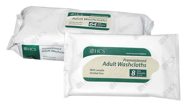 Hand and Body Cleaning Wipes, White, Pack, Paper, 64 Wipes, 9 in x 13 in, Unscented