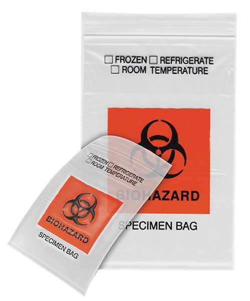 Dual Pouch Specimen Bag, 9in.L, PK1000