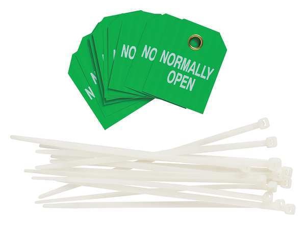 Tag, Normally Open, White/Green, PK10