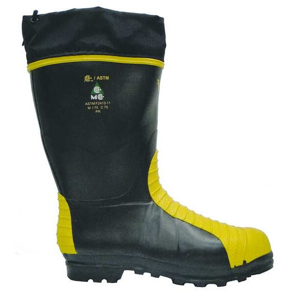 Size 11 Unisex Steel Rubber Boot, Black/Yellow