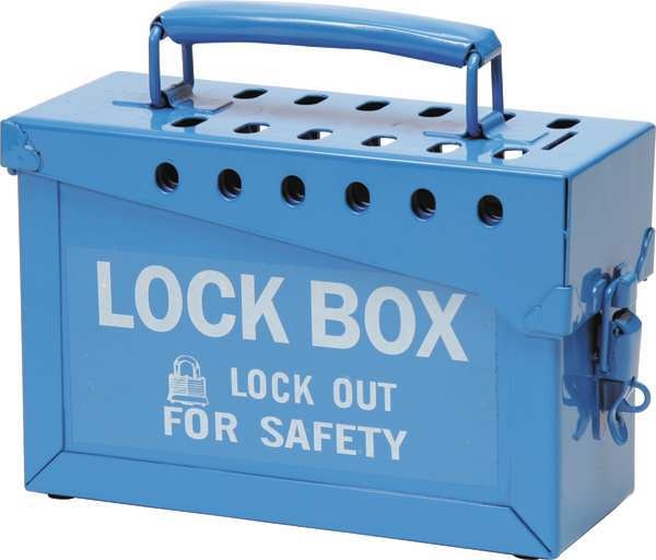 Group Lockout Box, Heavy Duty Steel, Blue
