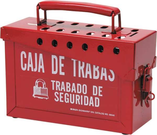 Group Lockout Box, Heavy Duty Steel, Red