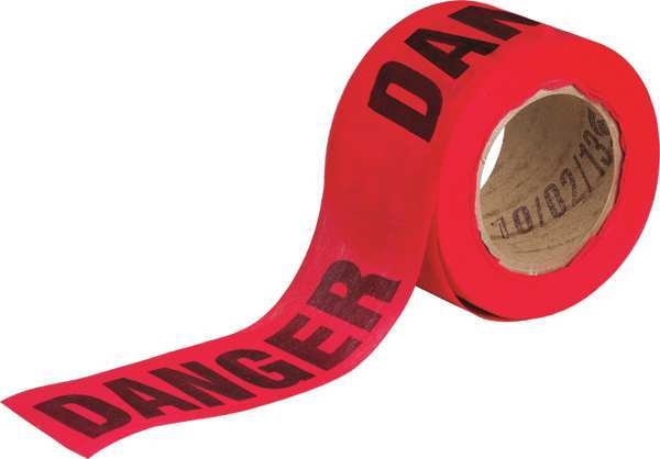 Barricade Tape, Danger, Black/Red, 150ft L