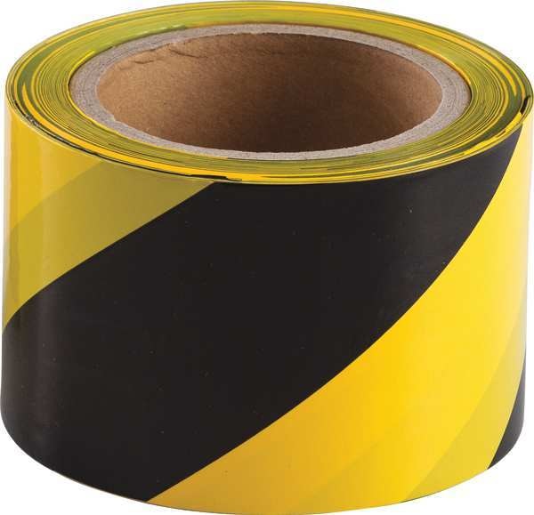 Barricade Tape, Black/Yellow, Polyethylene