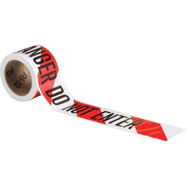 Barricade Tape, Black/Red, 200ft L x 3in W