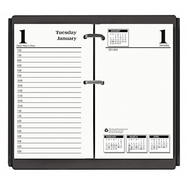 Calendar Refill, Daily, 3-1/2 x 6 In, White